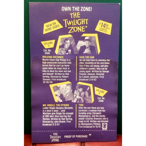 The Twilight Zone Original TV Show Vol. 7 2 Episodes 1991 VHS Rod Serling - Picture 3 of 3